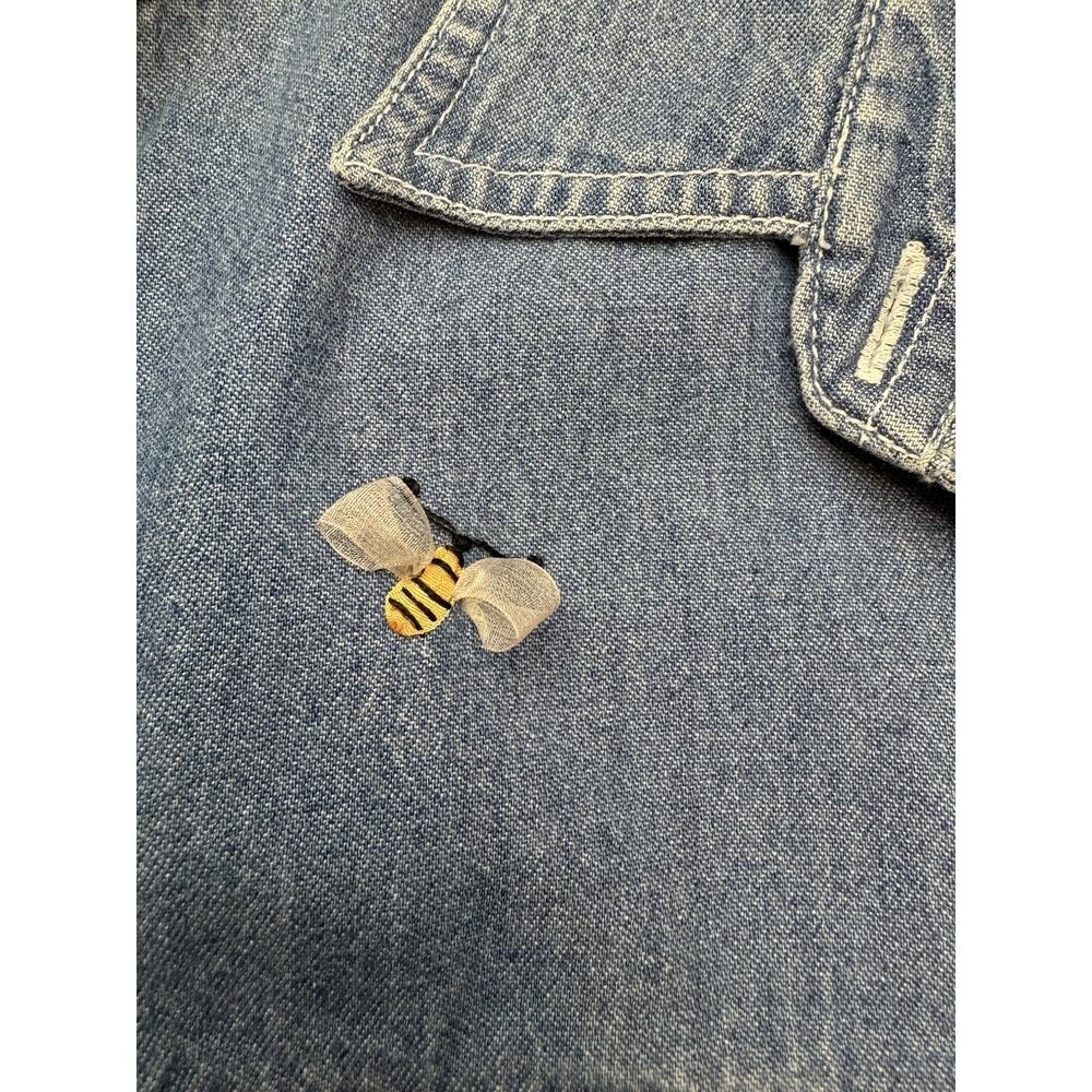 Bill Blass Jeans Denim Shirt Small Collar Long Sleeve Hand Embroidered Cotton! - Picture 5 of 13